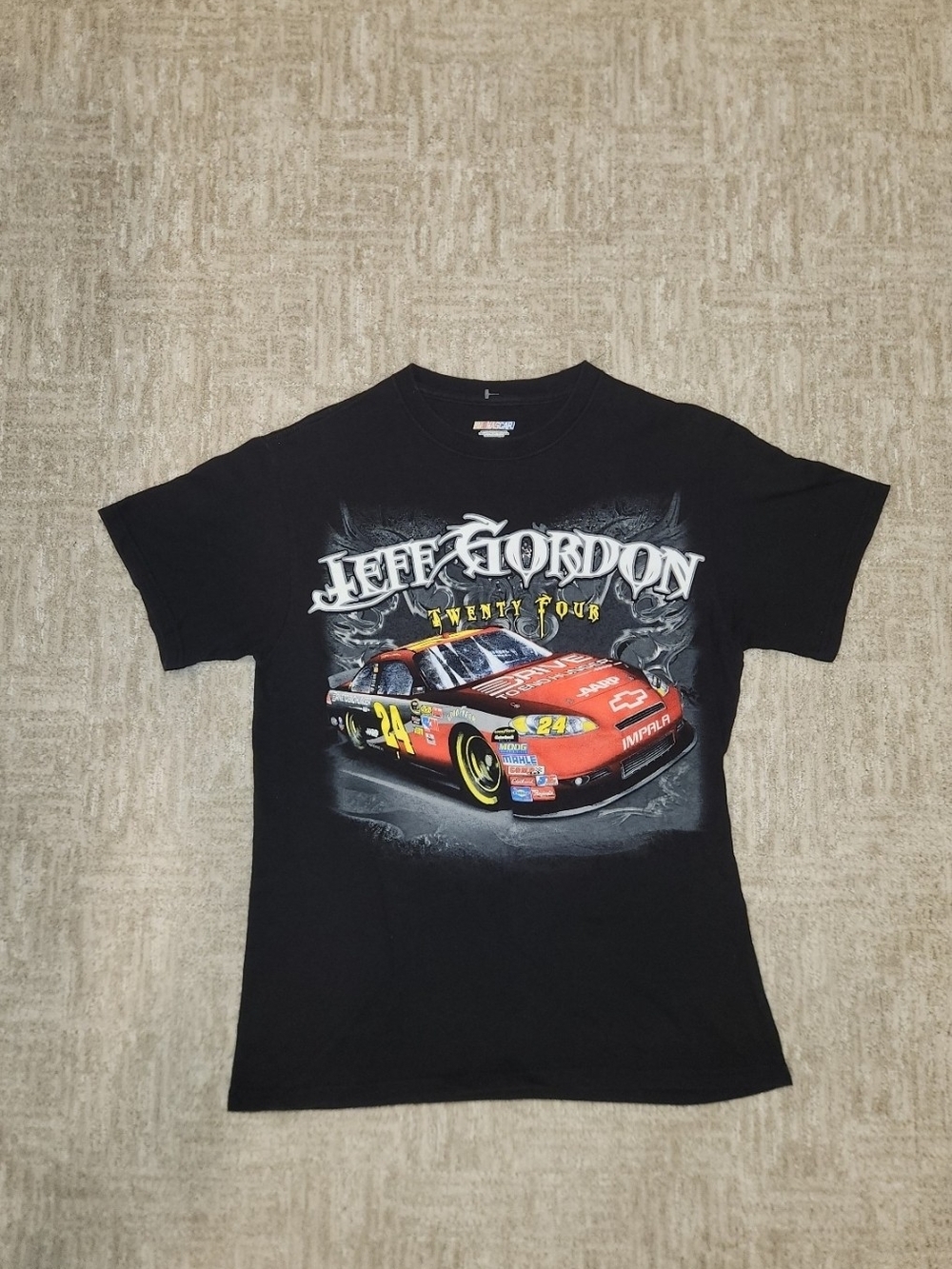 2001 Vintage Y2K Jeff Gordon Nascar Black Graphic T-shirt Good Condition Men's M